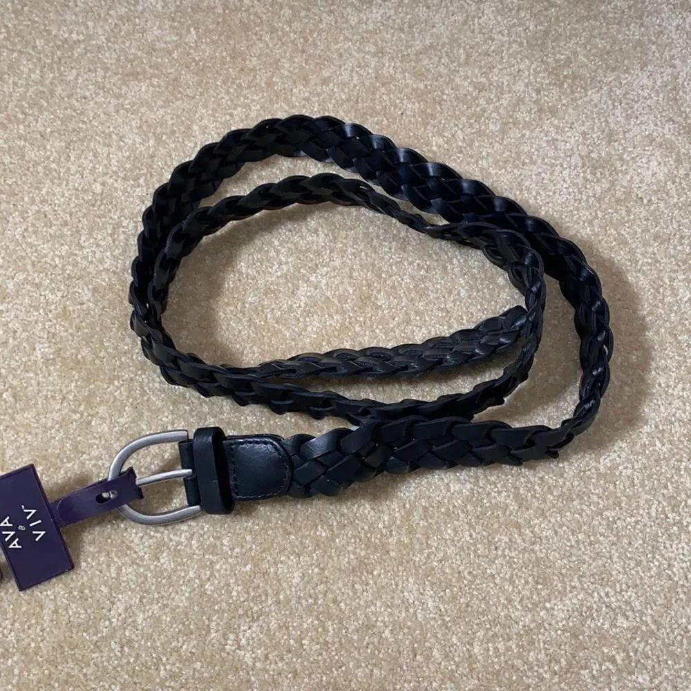 Women’s Black Braided Belt with Silver Buckle 2XL NWT
